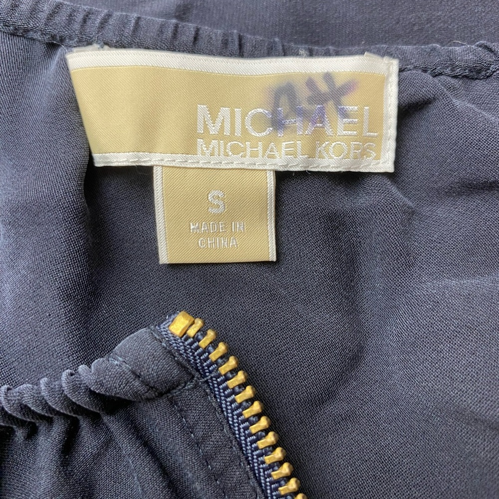 MICHAEL, MICHAEL KORS Black Silk Dress Gold Detail | Size Small - Picture 8 of 11